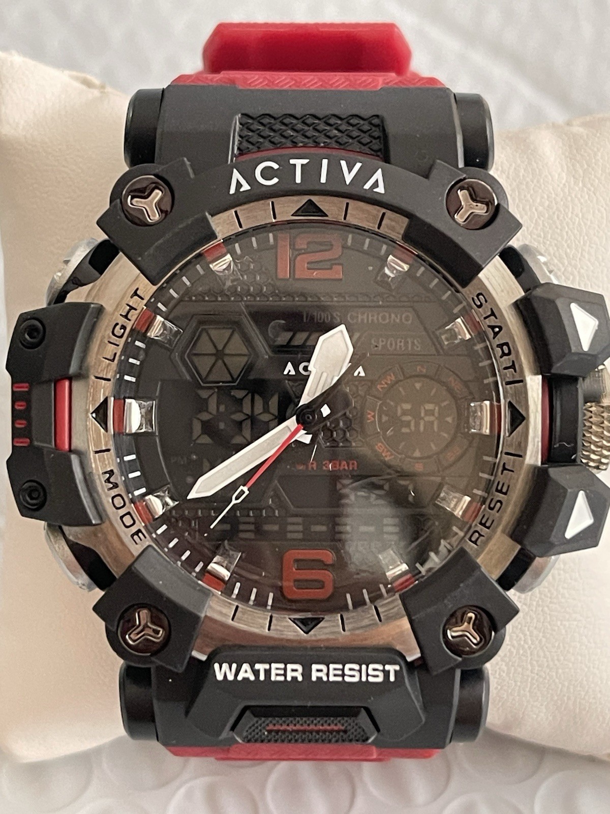 Activa X Invicta Analog & Digital Men’s Watch – 49mm. Red & Black NEW