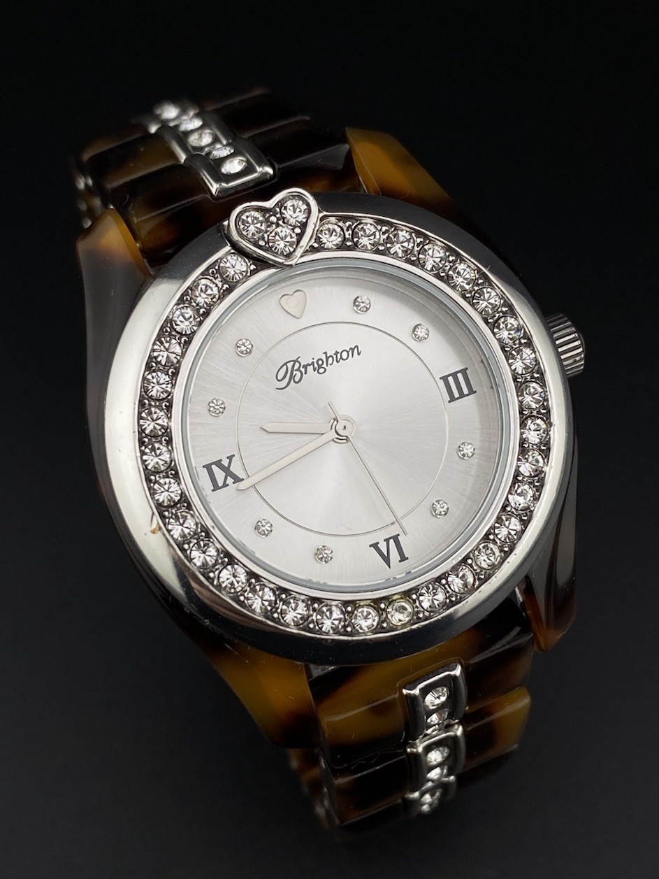 Brighton Dana Point Tortoise Shell Crystals Encrusted Woman’s Watch Aesthetic