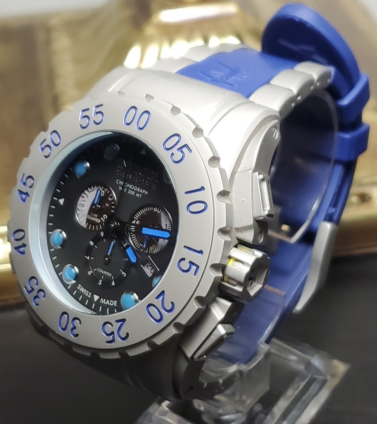 INVICTA RESERVE DIVER LEVIATHAN 0800 STAINLESS 200M 52mm MEN’S WATCH GRAY BLUE