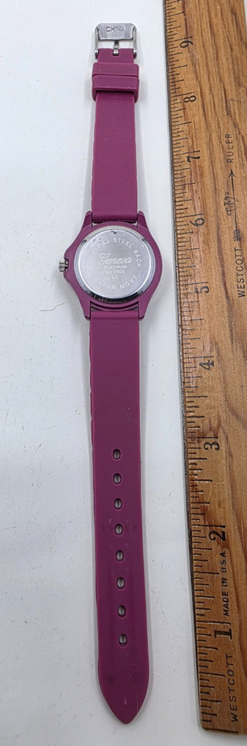 Geneva Platinum 6886 Rhinestone Bezel Burgundy Women’s Watch NEW Battery