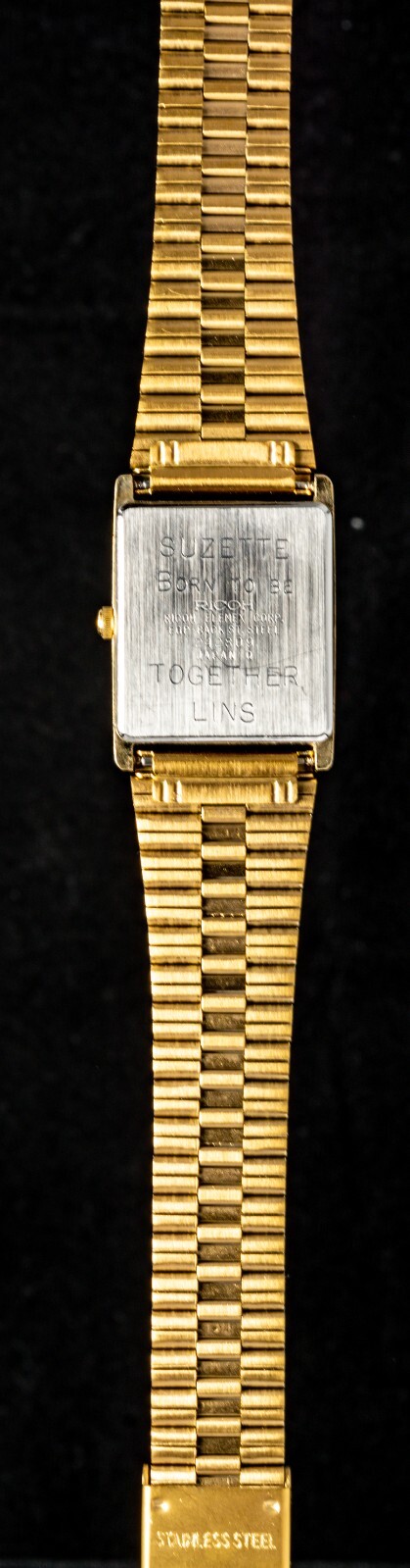 Ricoh Gold-Plated Rectangular Men’s Quartz Dress Watch– Working, 25 x 26mm Case