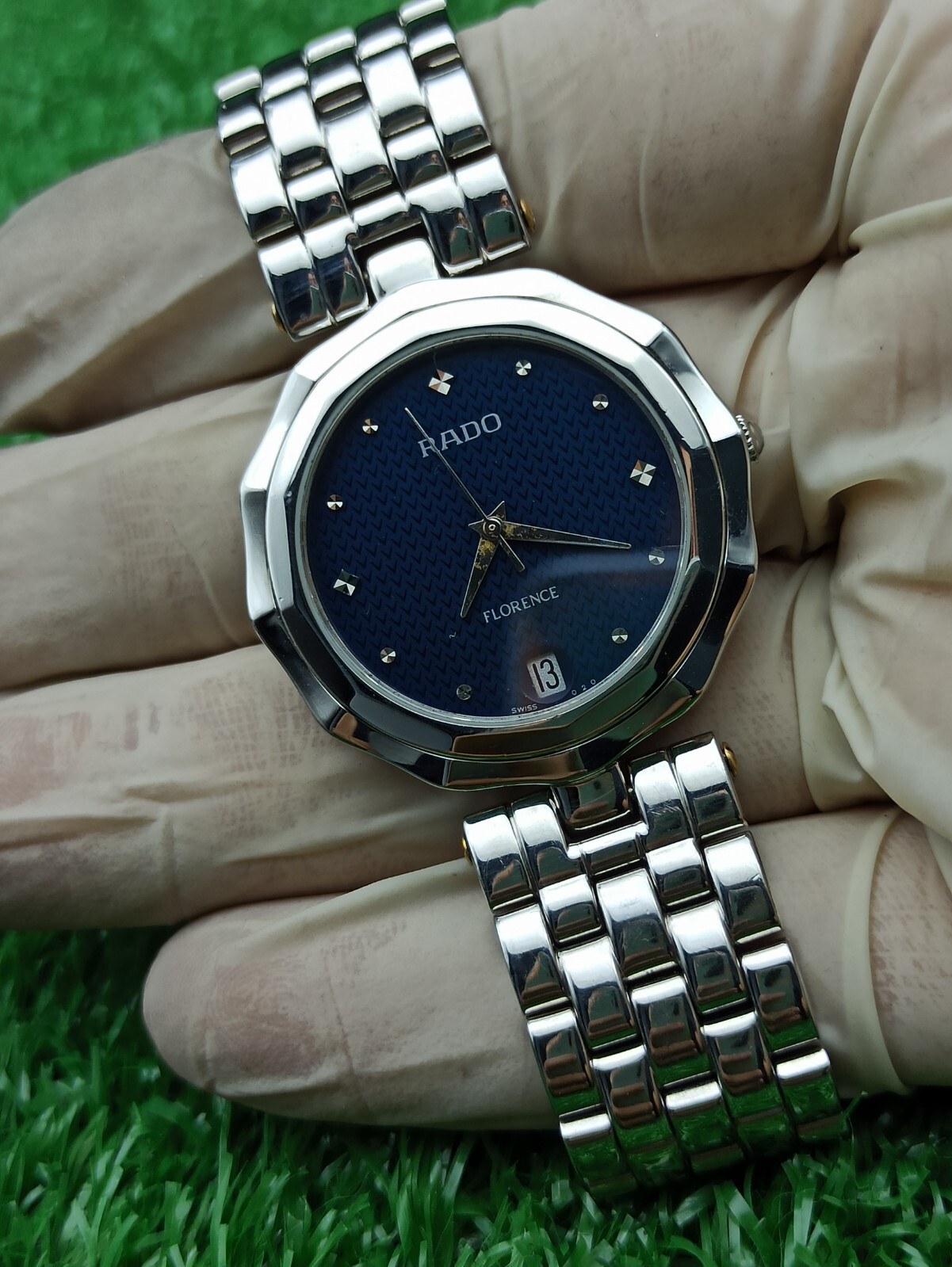 FULL SET VINTAGE RADO FLORENCE BLUE WATCH SWISS MADE 80s MEN & RARE & CLASSIC
