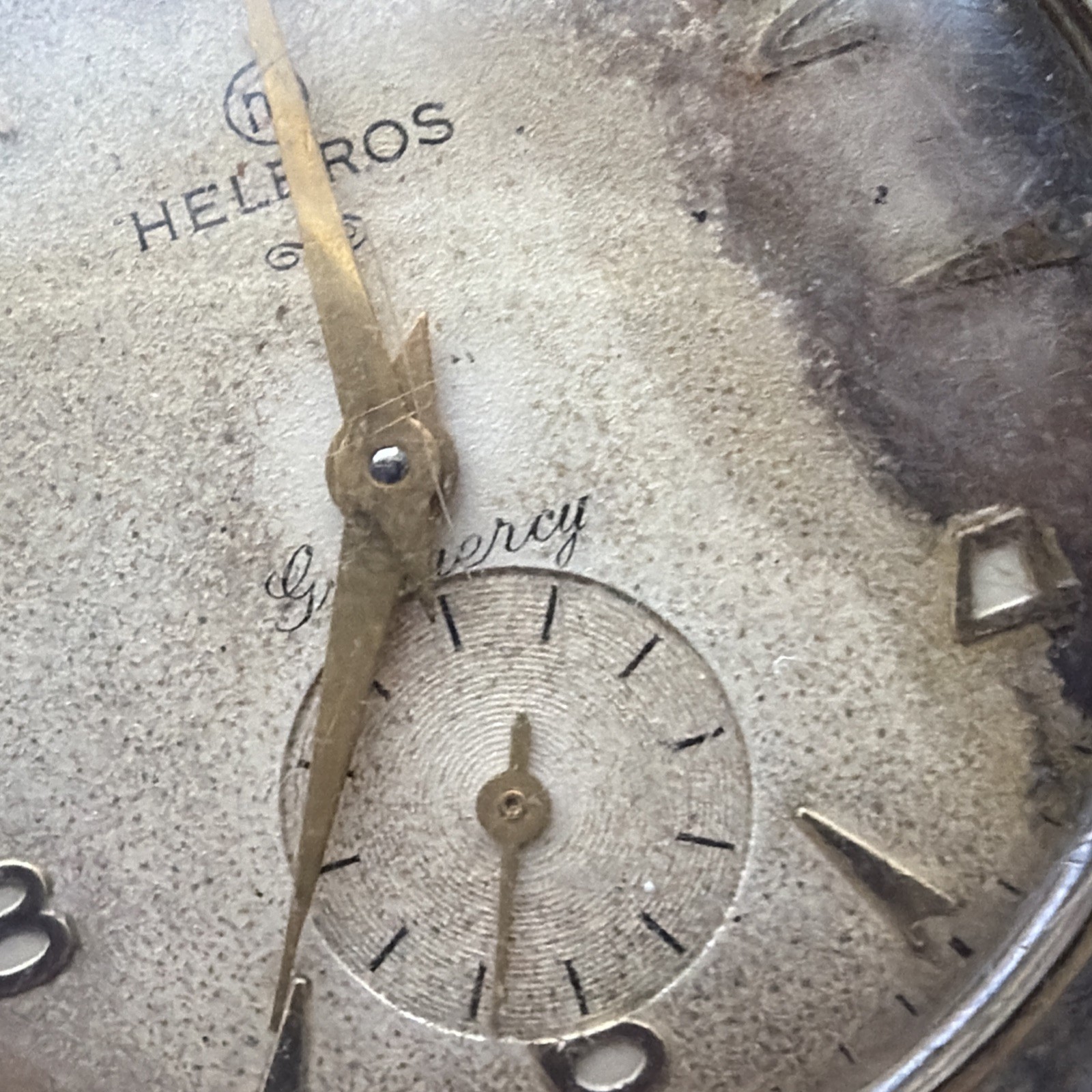 AV23 VTG Mechanical Wind Helbros 33mm Mens Watch Repairs Aluminum Case As Is**