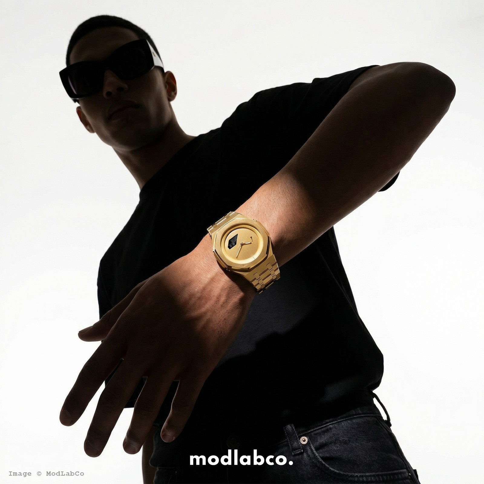 MLC-203 modlab company SIGNATURE 42 Octagonal Yellow Gold Dial Gold Metal Watch