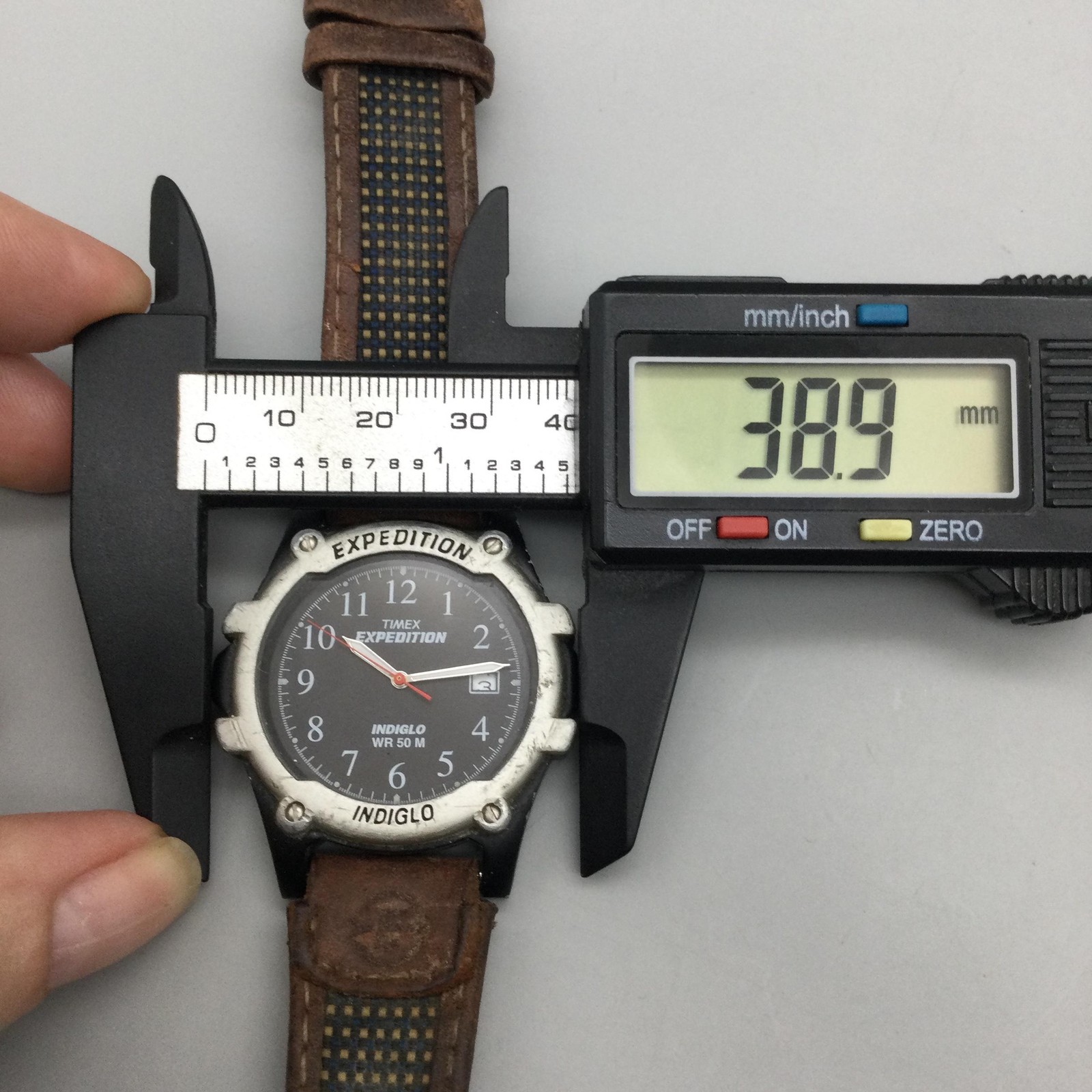Timex Expedition Indiglo Mens Watch 39mm Black Dial Brown Leather New Battery