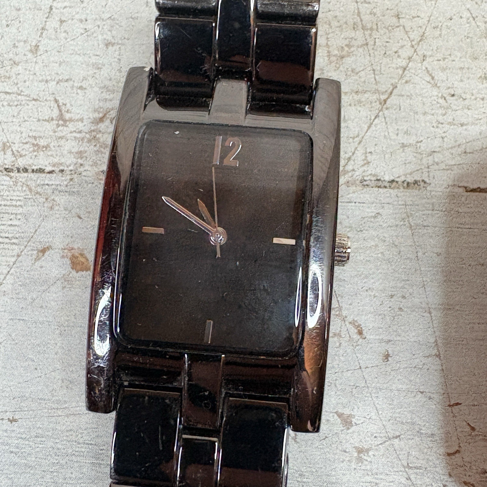 Lot Of 2 Rectangular Watches Guess Anasteel 2005 & Allude Black *Read