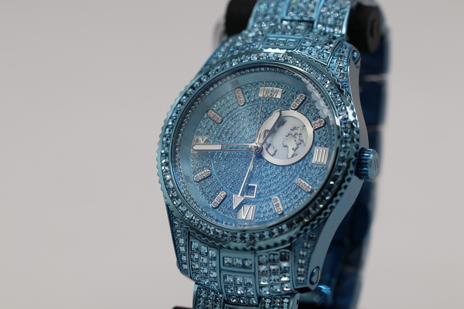 JBW Reserve Jet Setter Watch Dark Blue Dial Diamond Accents Luxury Men’s Watch