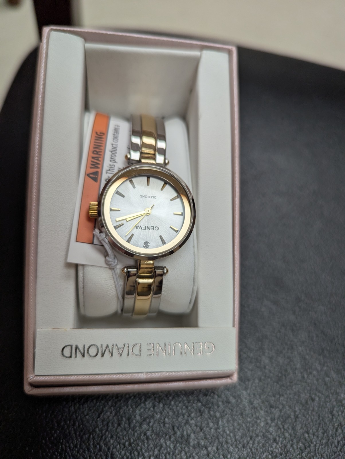 Women’s Geneva Genuine Diamond Collection Gold & Silvertone Fashion Watch NIP