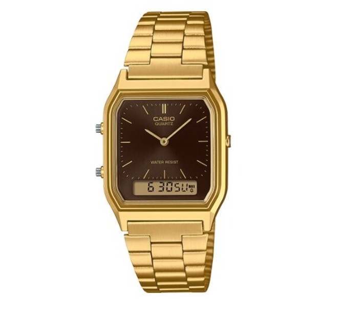 Casio AQ-230GA-5A Unisex Analog Digital Watch Gold Tone Brown Vintage