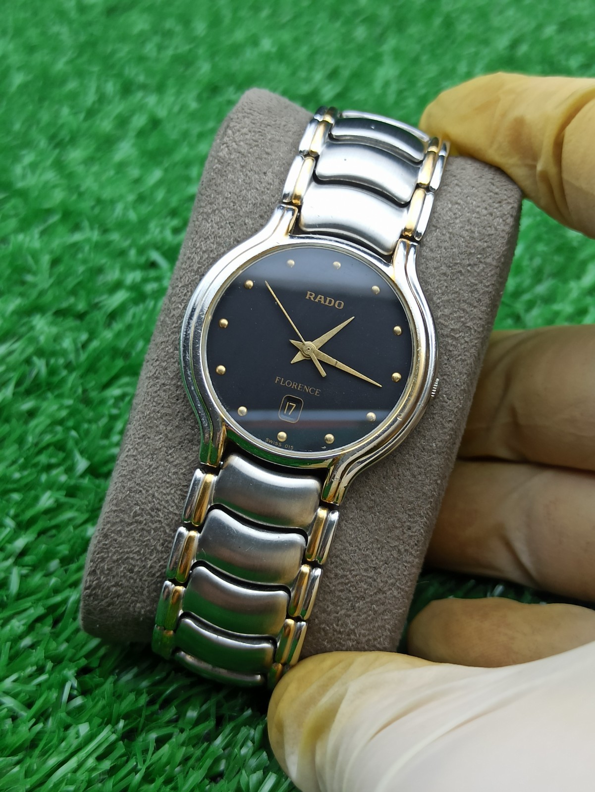 LUXURY RADO FLORENCE CLASSIC WATCH QUARTZ DARK DIAL MEN VINTAGE 80s SWISS MADE