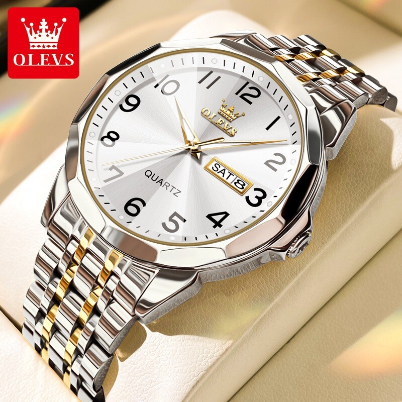 OLEVS Luxury Men’s Quartz Watch Business 3 Bar Luminous Stainless Steel Watch