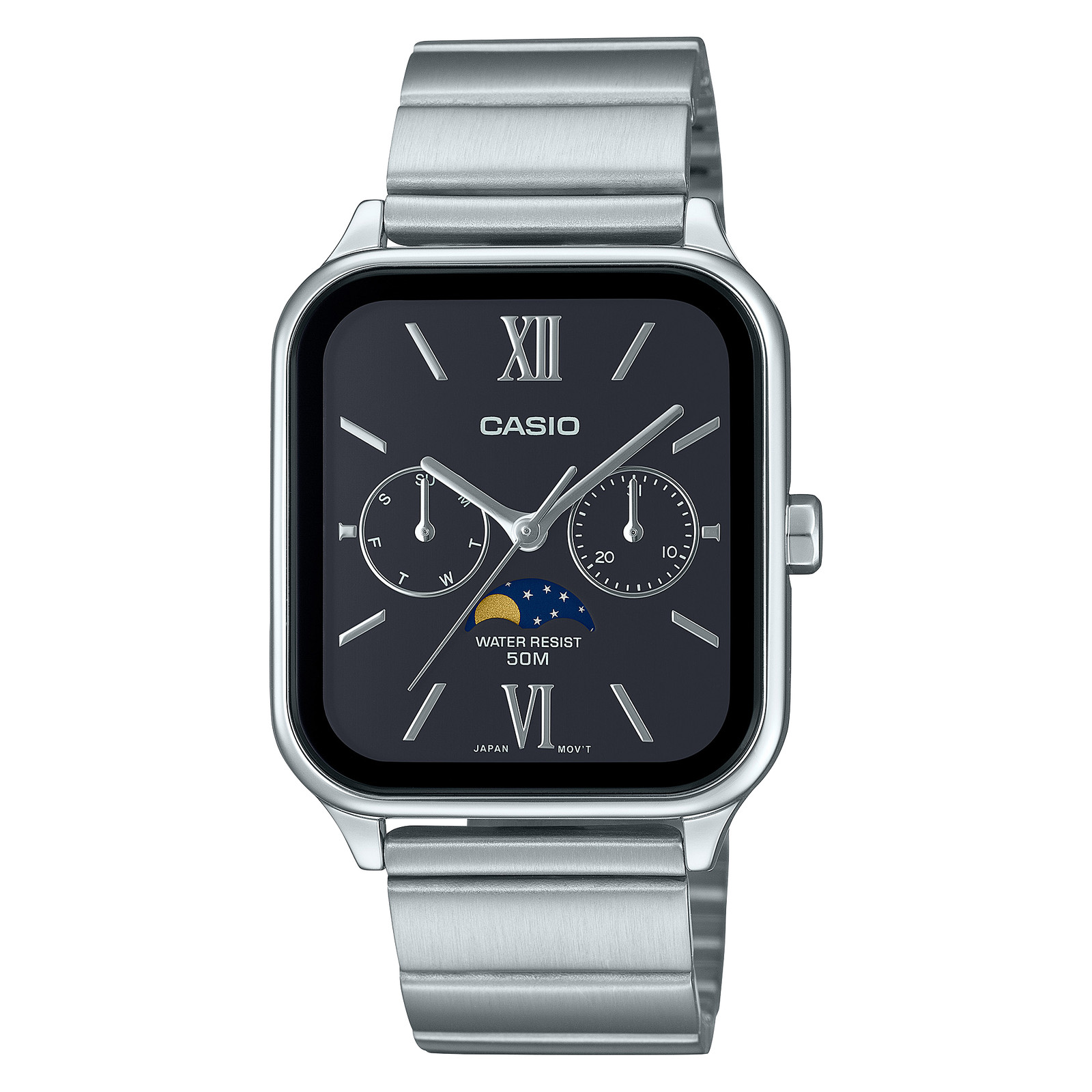 Casio Analog MTP-M305D-1A2V Moonphase Quartz Men’s Watch Stainless Steel