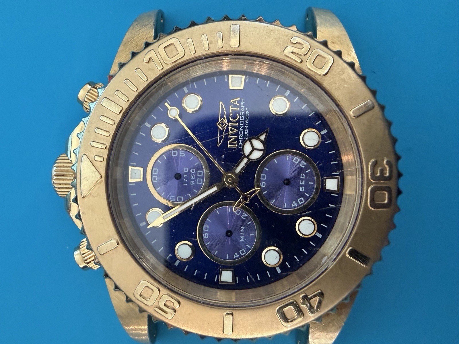 Invicta Pro Diver Chronograph Gold Tone Mens Watch 19157 Working Read Desc.