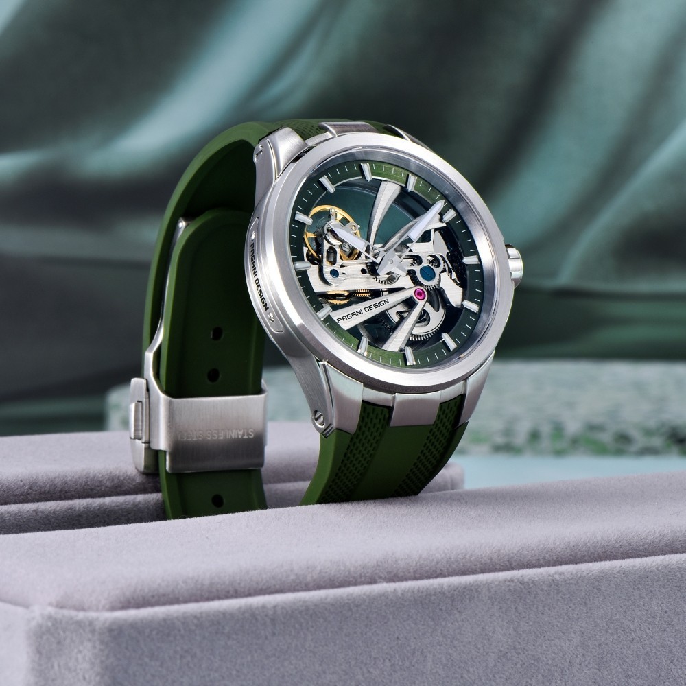 Men Automatic Mechanical Watch 42mm Skeleton Dial 100M Waterproof Sapphire Glass
