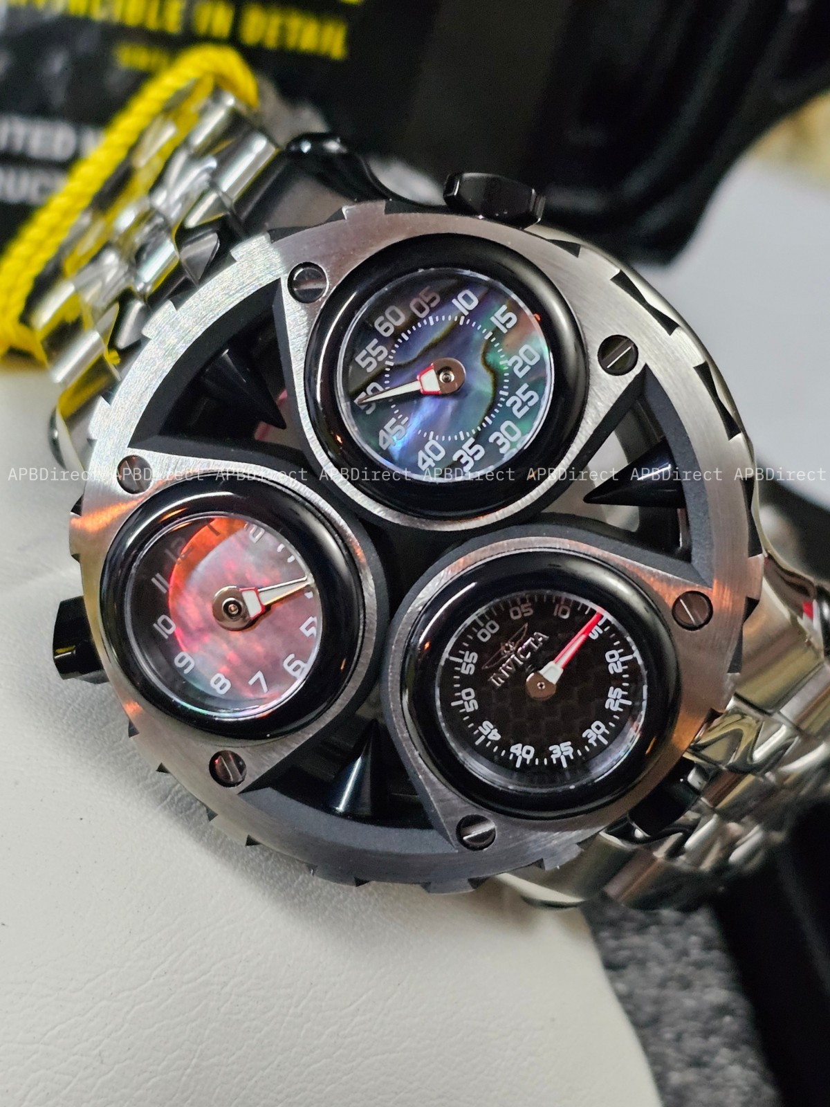 Invicta – CERBERUS – Tri 3 Movements Carbon Fiber Abalone MOP Dials mens watch