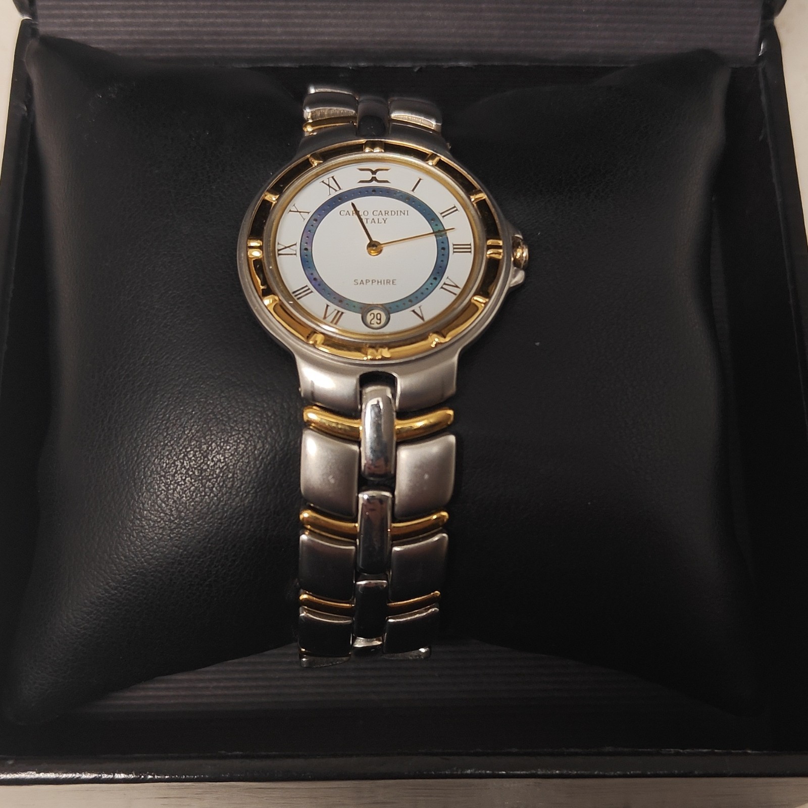 Carlo Cardini Sapphire Two-Tone Bracelet White Dial Quartz Date Box
