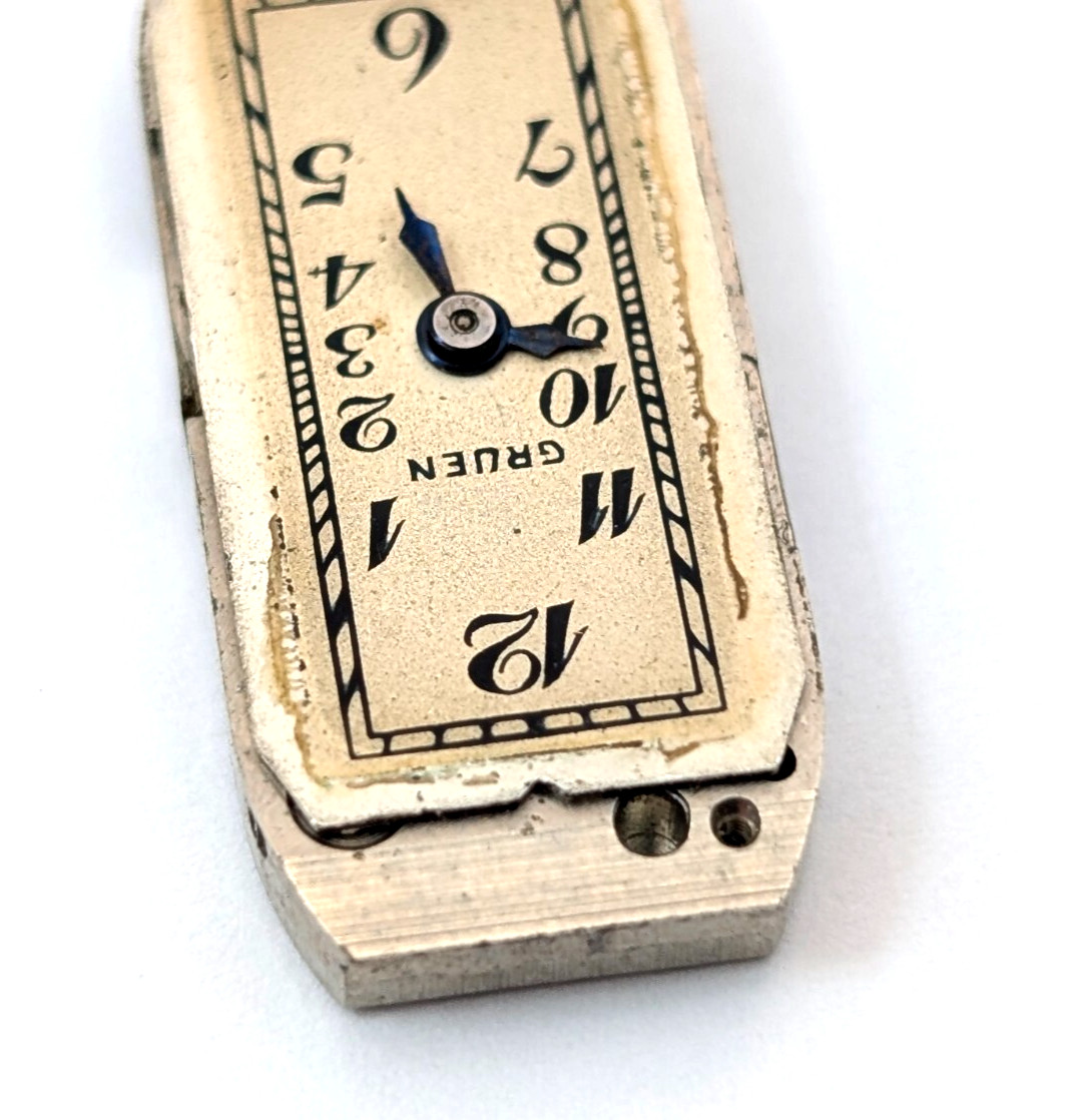 GRUEN GUILD 15j Cornoruma Art Deco Petite 11mm Swiss Watch Movement PARTS REPAIR