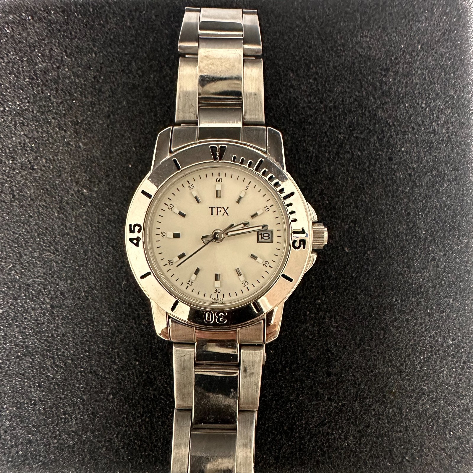 TFX by Bulova Womens Watch Silver Tone Date Window 36M101 New Battery 6.25″