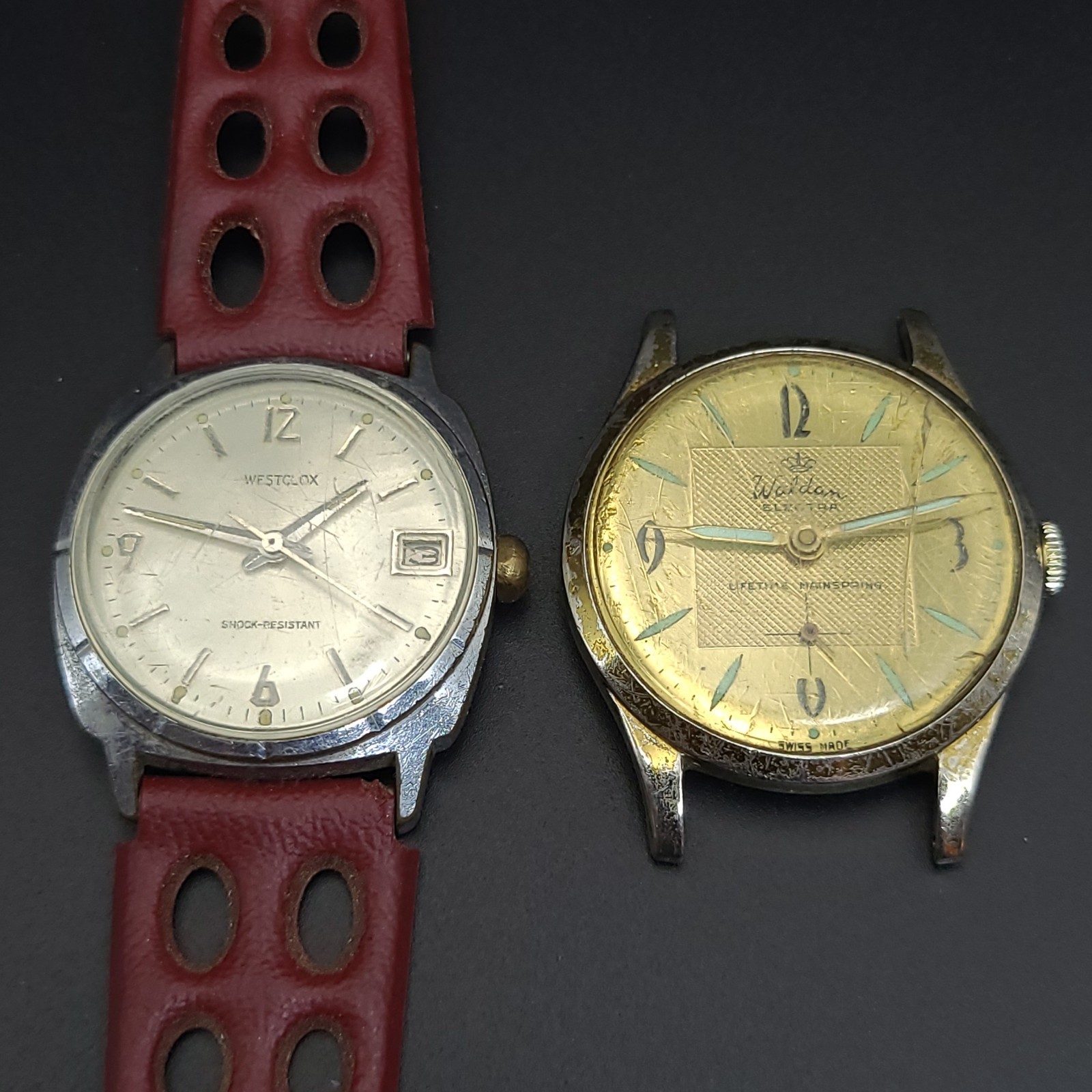 Vintage Westclox 17J D-447 & Waldan Electra Swiss Japan Watch Lot Parts Repair