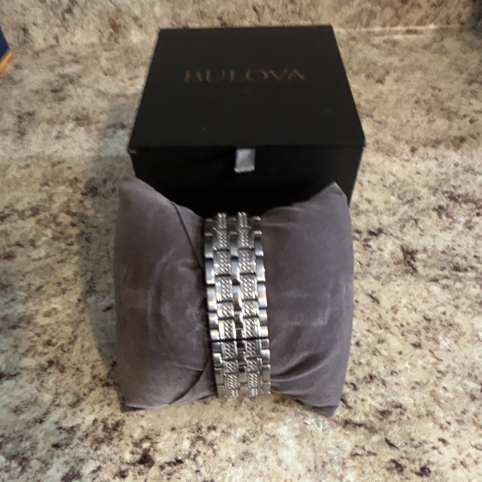 Bulova men’s Silver-Tone Crystal Chronograph Quartz Bracelet Watch w/ Box