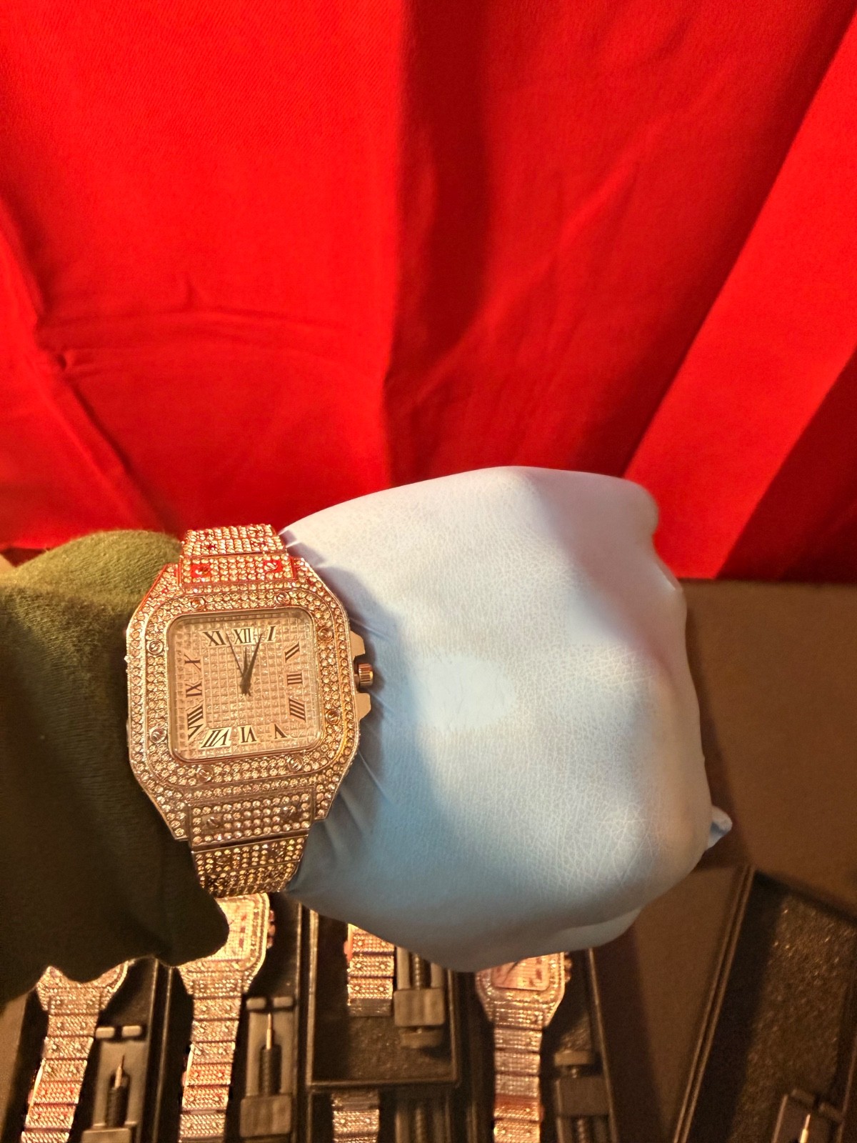 Men’s lab created gemstone watch