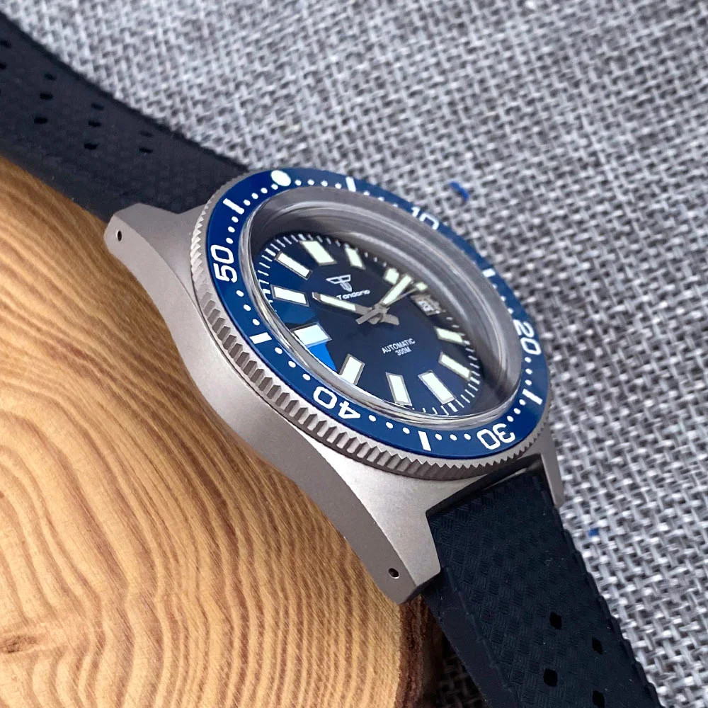 Tandorio 41mm Titanium Diving 62MAS Watch Black/Grey/Blue Dial NH35A PT5000 Move