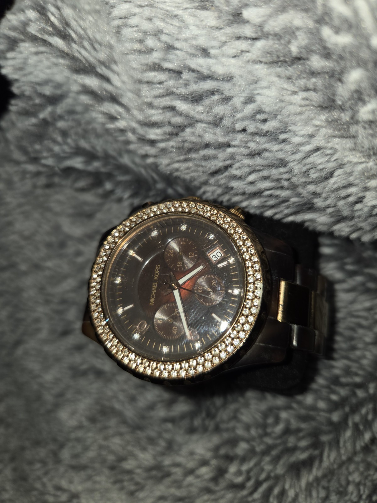 Michael Kors Women’s Analog Chronograph Date Resin Brown/Gold Bracelet Watch