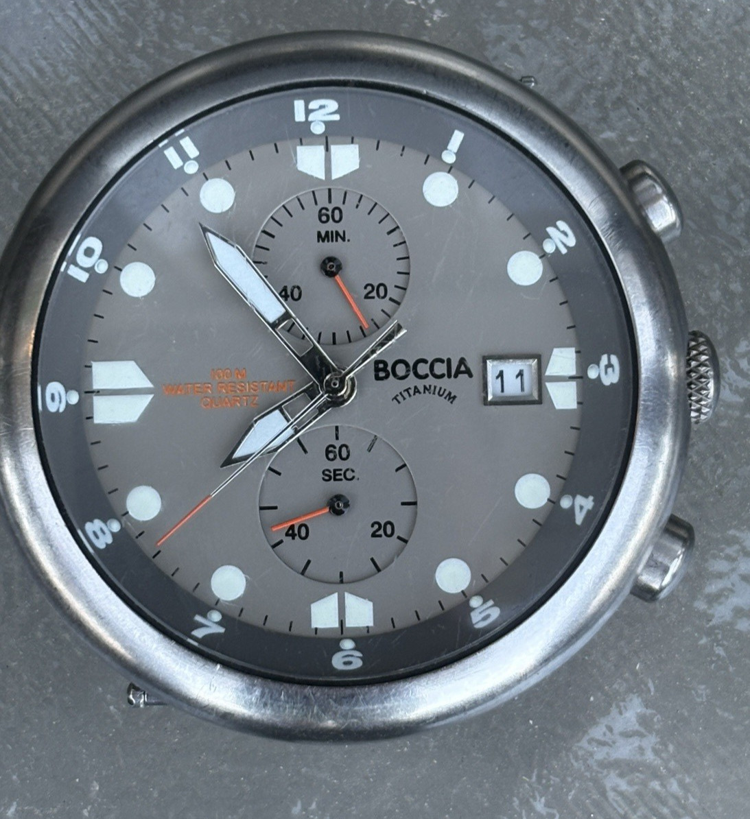 BOCCIA titanium men’s watch Chronograph /D- New Battery – Needs A Band
