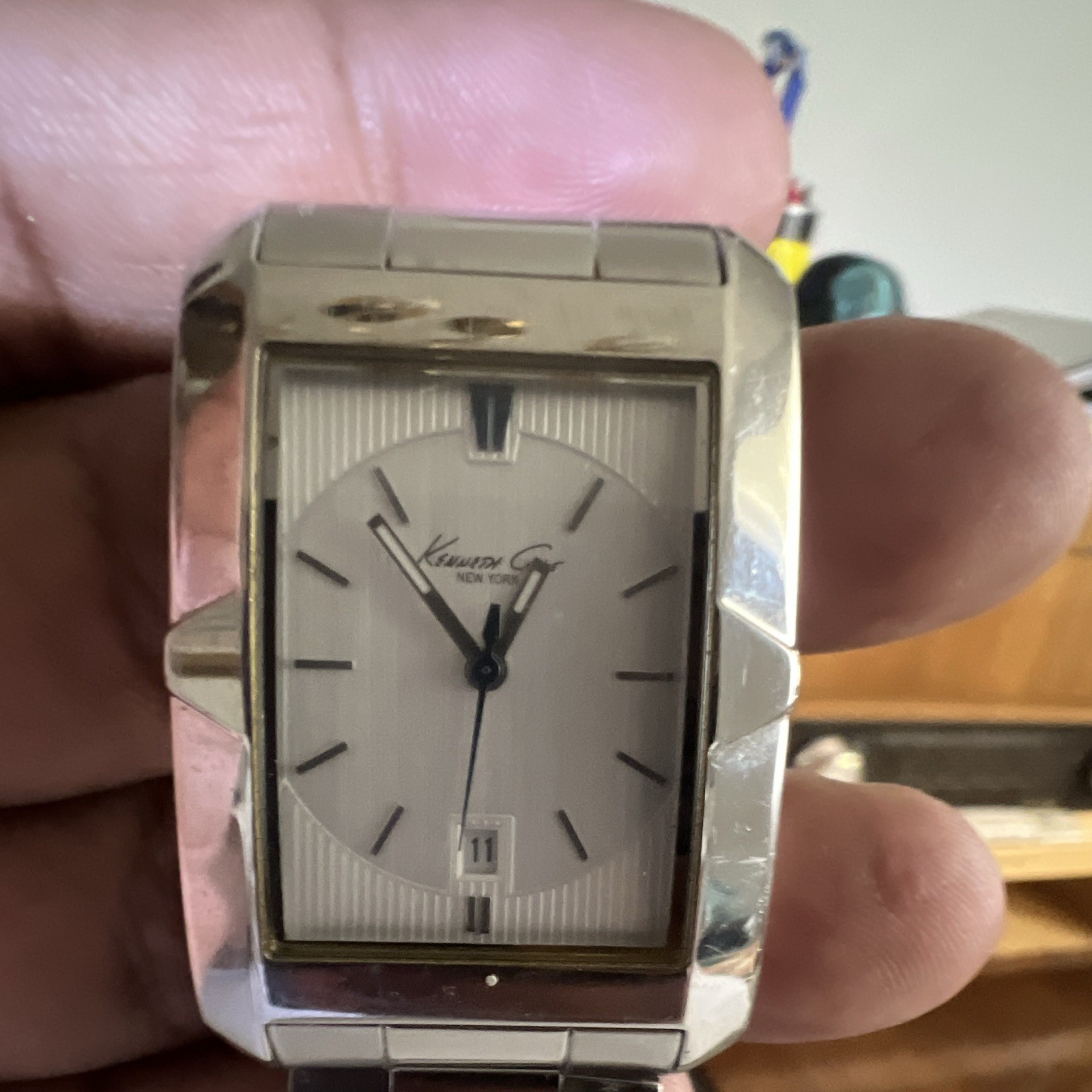 Kenneth Cole New York Men’s Rectangular Quartz Date SS Watch
