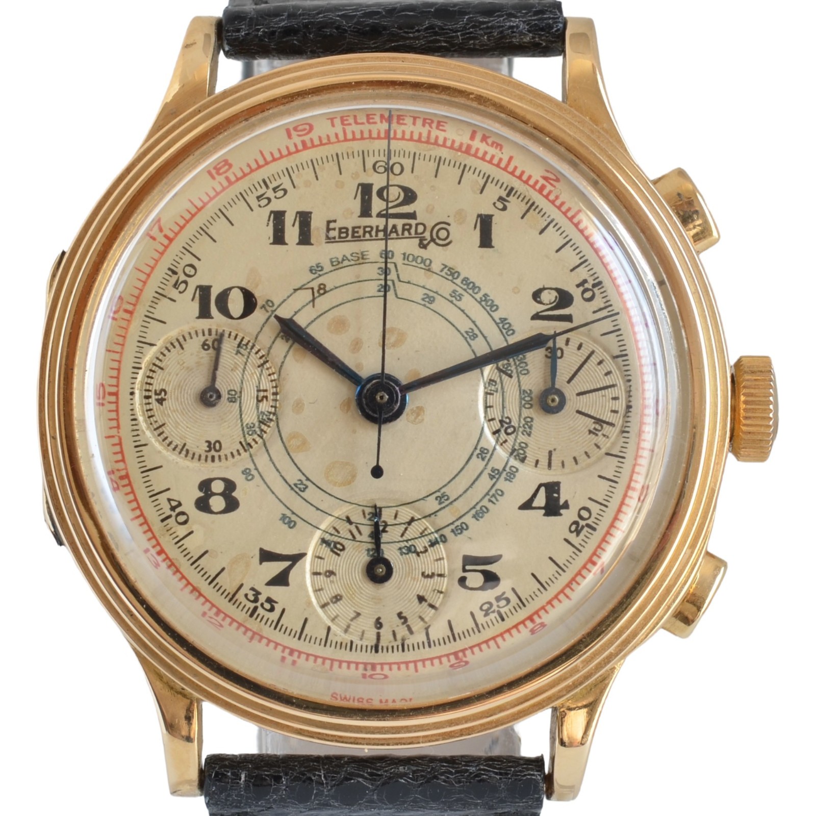 EBERHARD & CO Pre-Extrafort Tri-compax Oversize yellow gold 18KT 1937 very rare