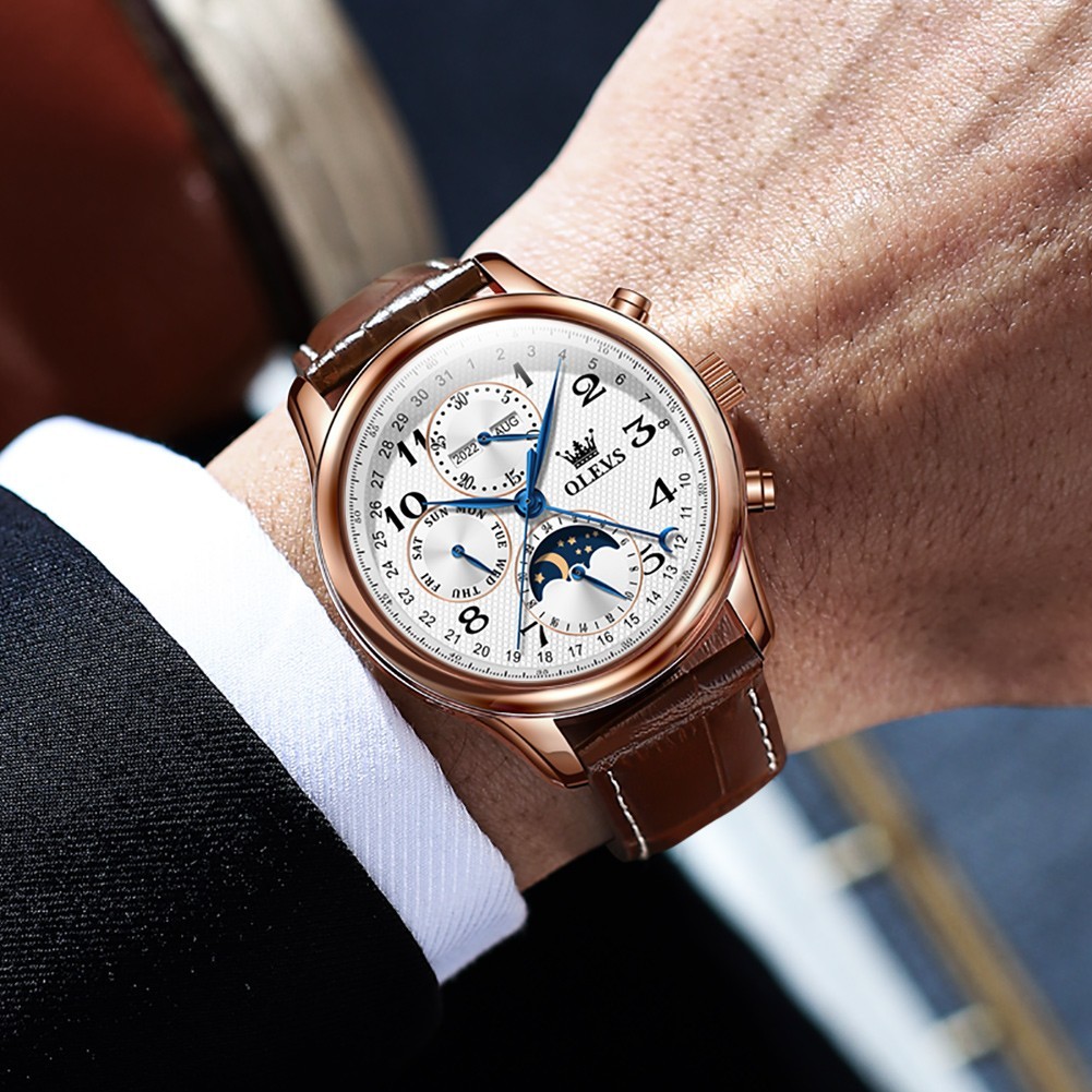 OLEVS 6667 Stylish Multi-functiom Water Resistant Casual Formal Mechanical Watch