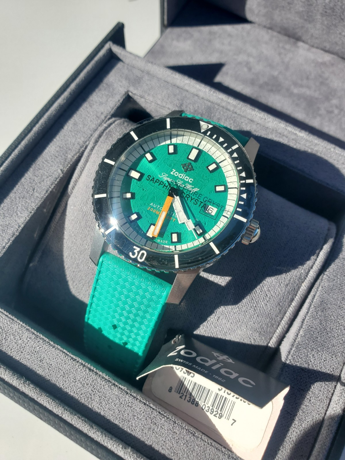 Zodiac Super Sea Wolf ‘Sea Foam’ Automatic 40mm Dive Watch, Ref. ZO9305, NWT/Box