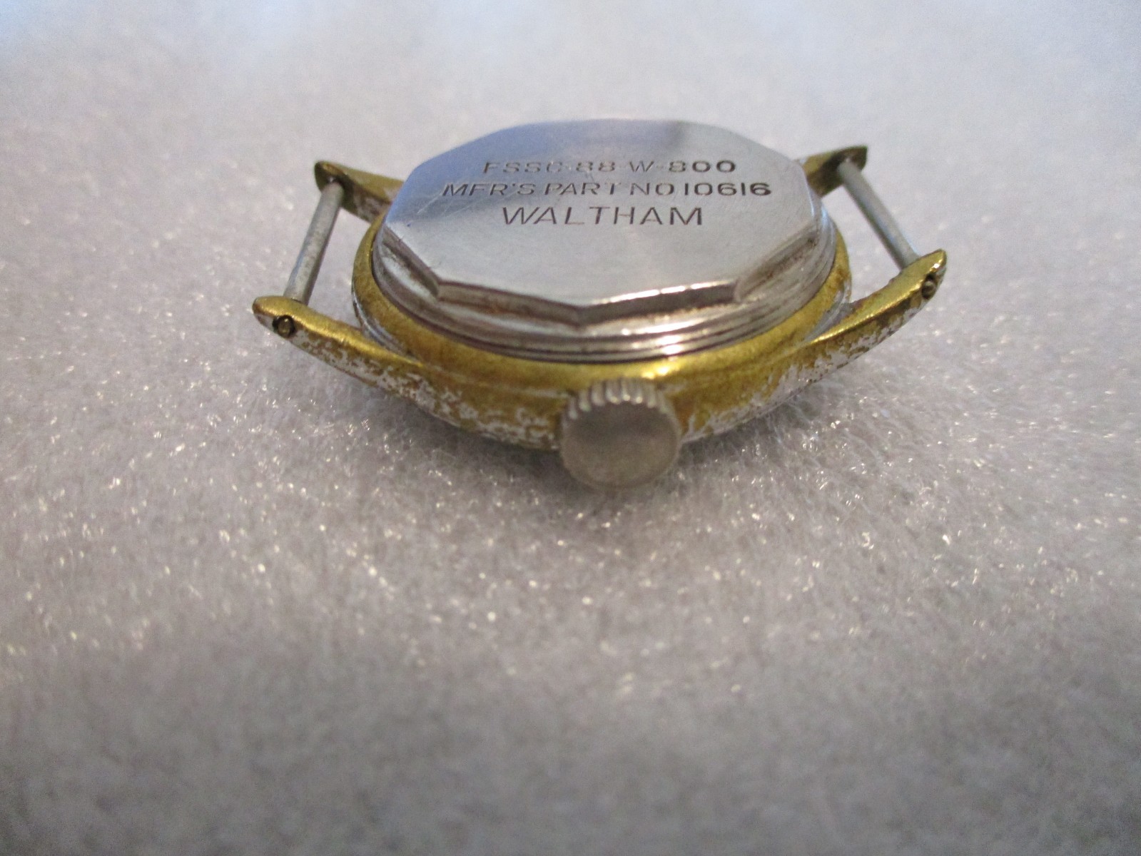 WWII WALTHAM FSSC-88-W-800 US NAVY WATCH CASE (CASE W/DUST COVER+CROWN ONLY) WW2