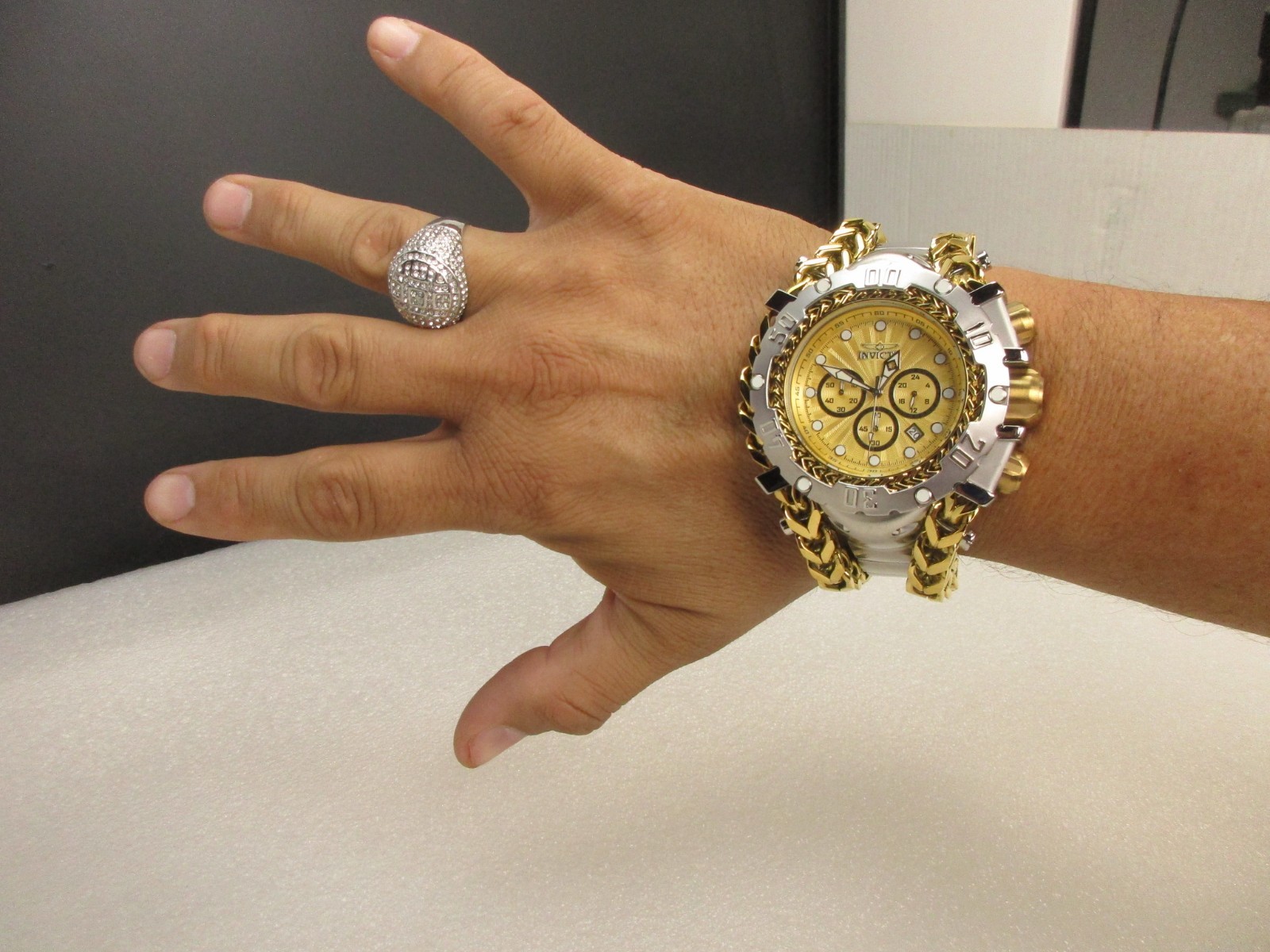 Invicta Gladiator Men’s Watch 58.3mm, Gold, Steel 48190, Gold Silver tone
