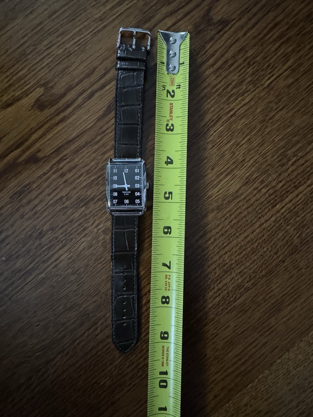 Authentic Tom Ford 001 Black 44mm Dial Tank Watch $2,070 Alligator 21mm $620