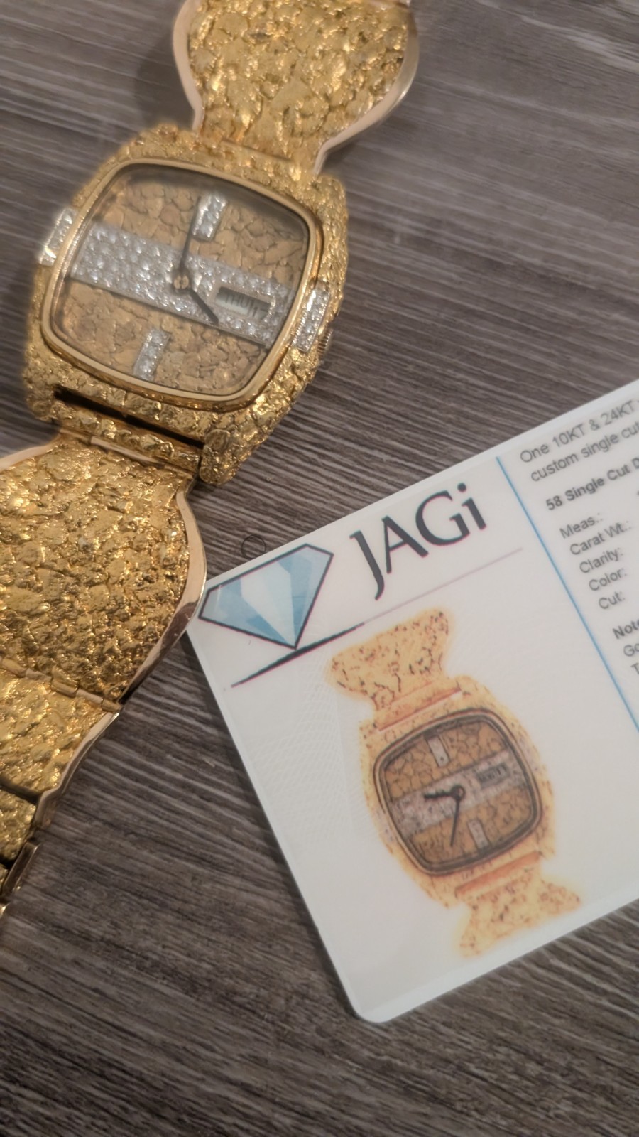 JAGI Approved Vintage 24kt Gold Nugget Seico Watch