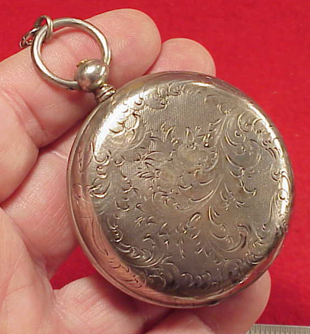 VINTAGE 55MM T JACOT BAT WING RUBY CRAB CLAW CHINESE DUPLEX SILVER POCKET WATCH