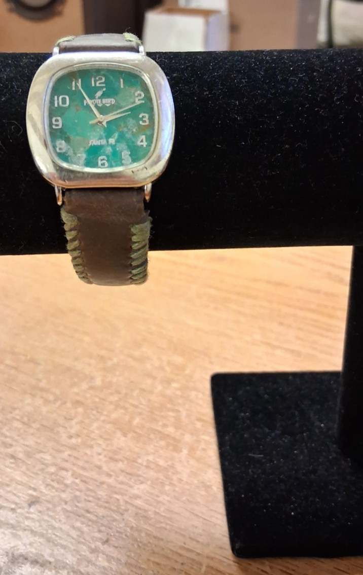 PEYOTE BIRD SANTA FE WRISTWATCH SOUTHWESTERN LOOK TURQUOISE DIAL WATCH BROKEN