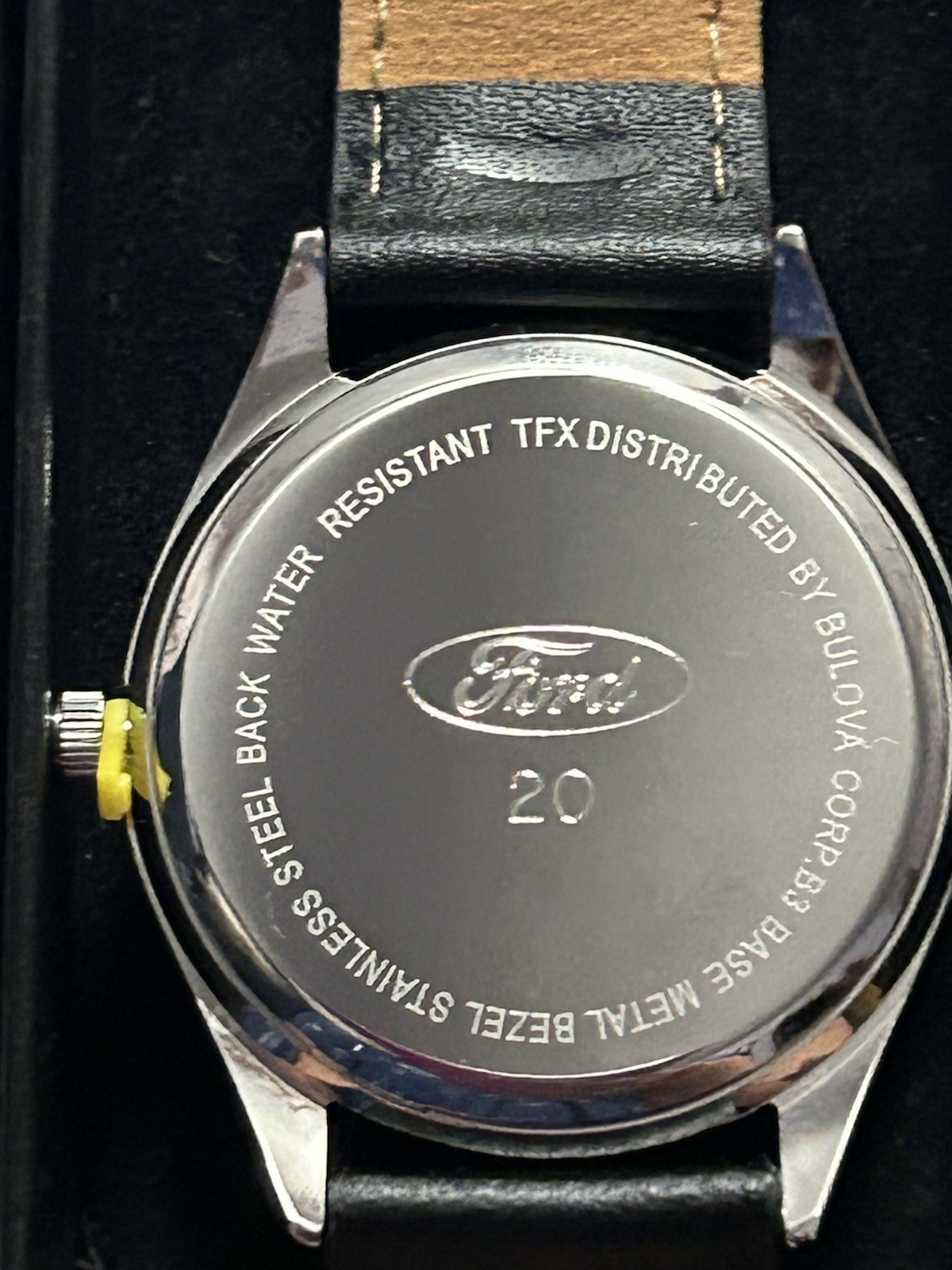 Ford Motor Company 20 Year Anniversary TFX Bulova Men’s Wrist Watch Leather Band
