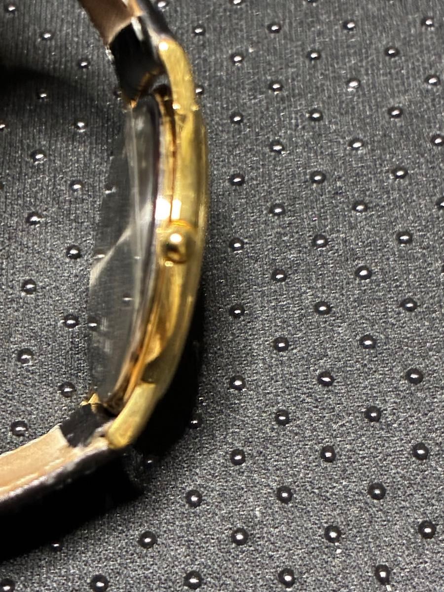 Longines Gold Dial Quartz Men’s Watch Black Leather Band Used