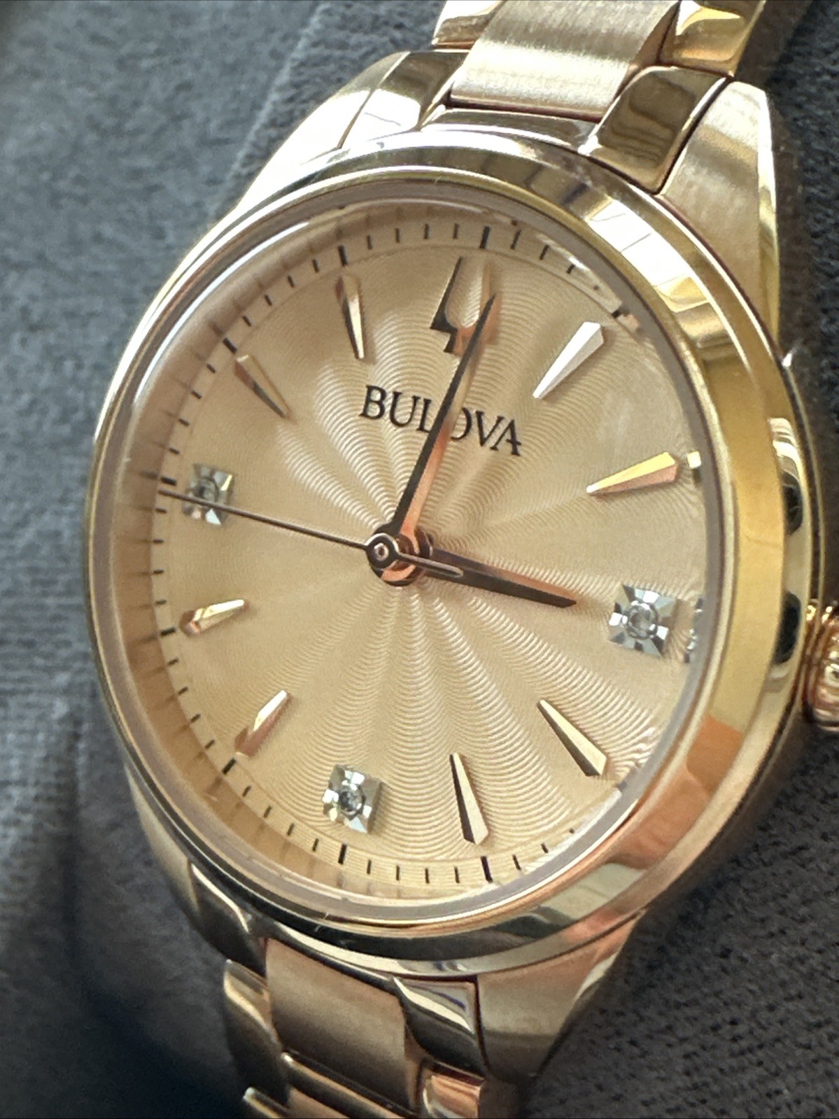 Bulova Sutton Women’s Quartz Diamond Accent Rose Gold Watch 28mm 97P151