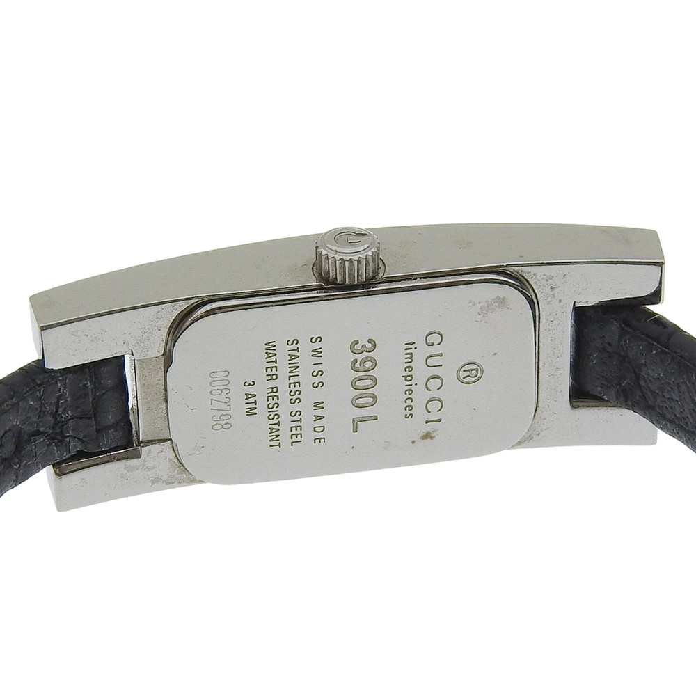 GUCCI Watch 3900L Stainless Steel x Leather Quartz Analog Black Dial Ladies Used