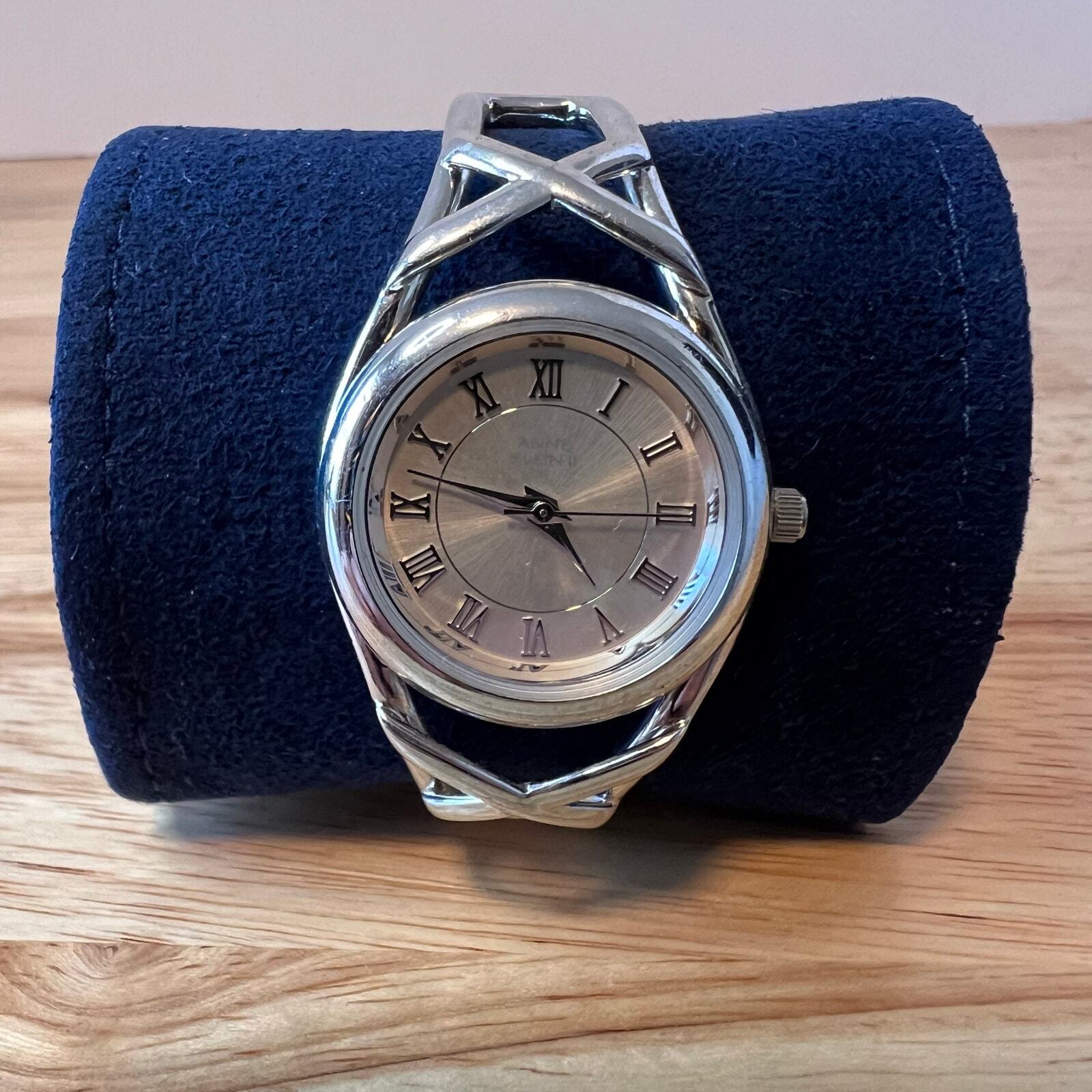 Anne Klein II 10/2178-5 Silver Tone Bangle Clasp Bracelet Quartz Watch Jewelry