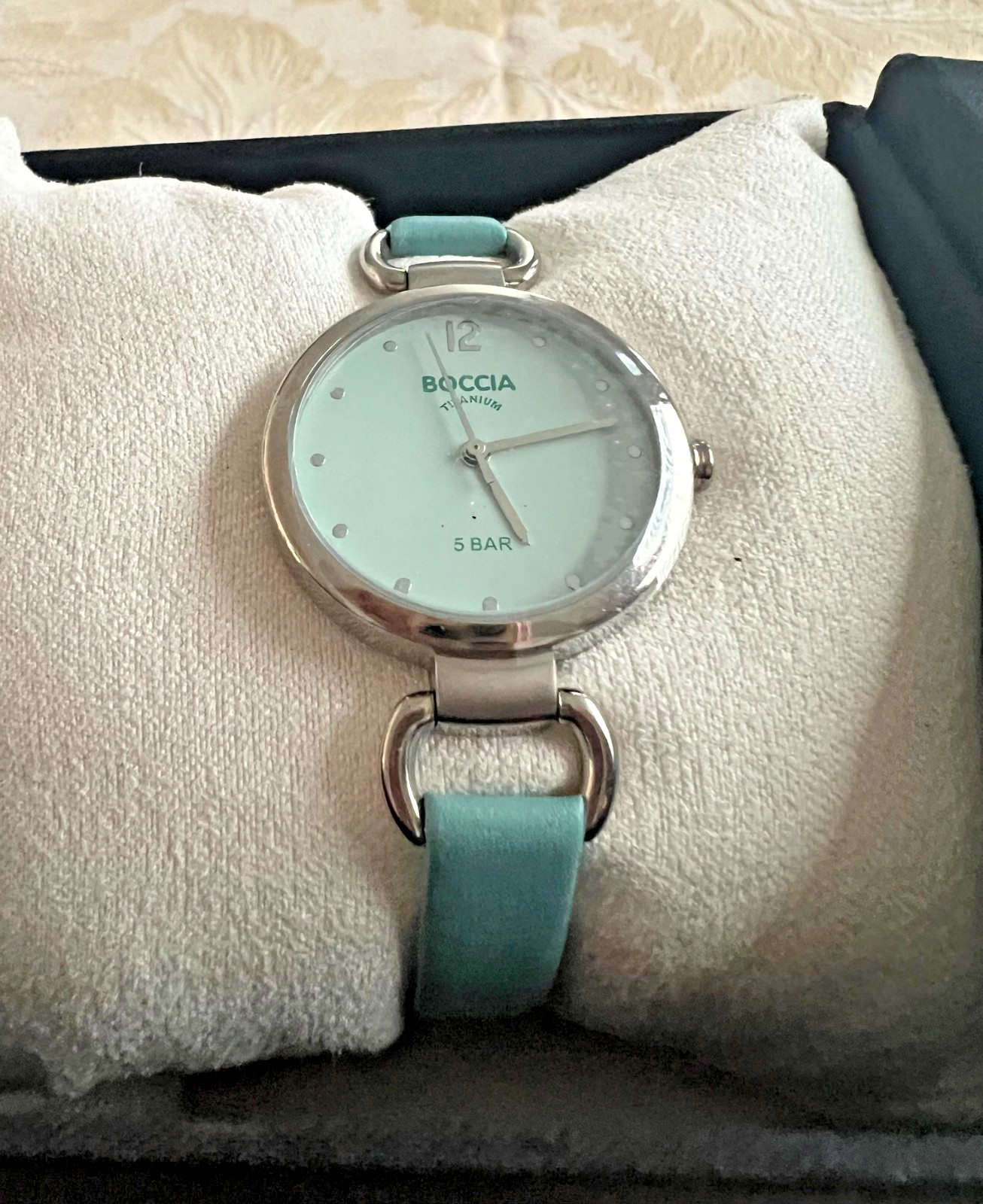 Boccia Titanium Women Watch Swiss Quartz Blue Genuine Leather Band Analog Watch