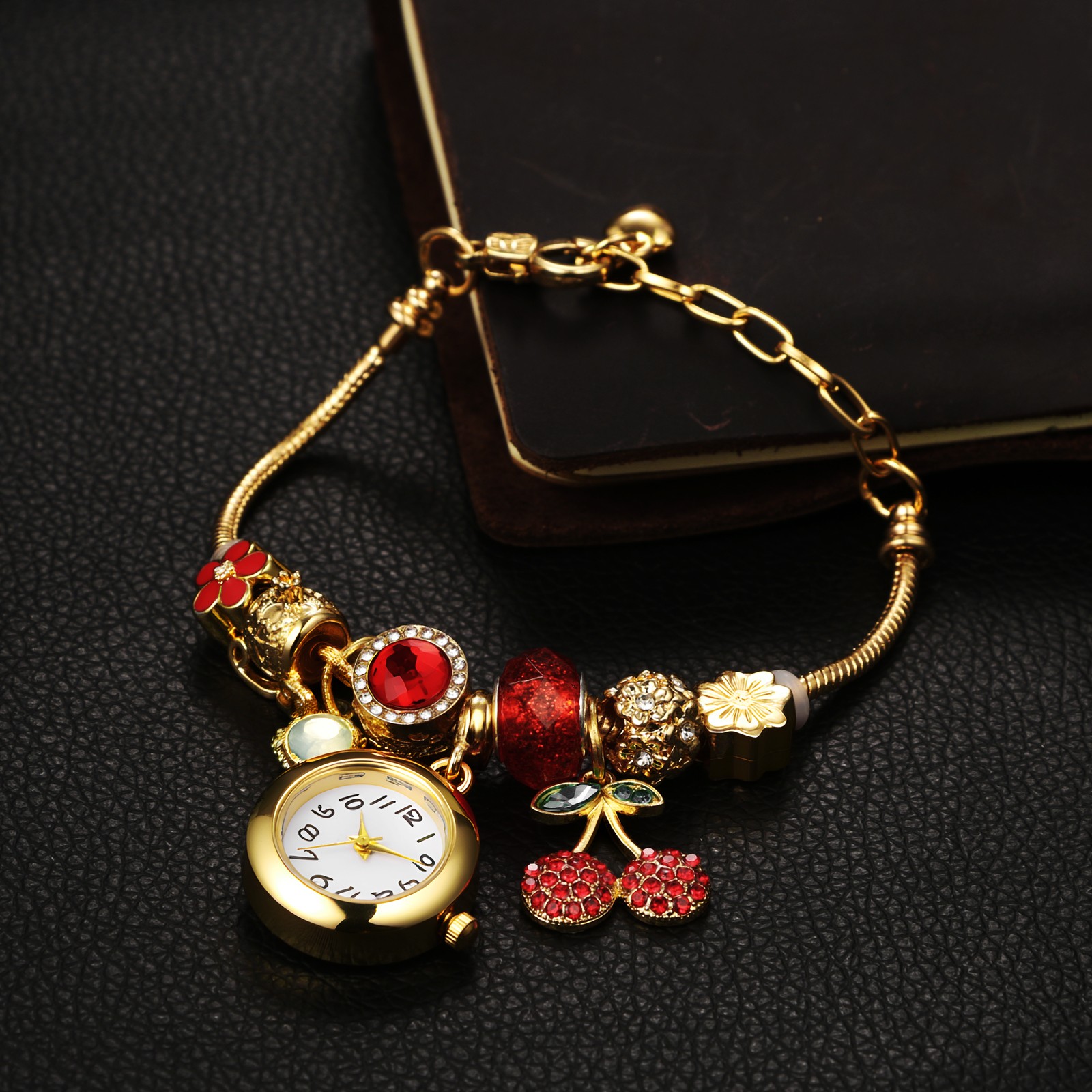 Womens Birthstone Boho Bracelet Analog Quartz Wrist Watch Adjustable Chain Strap