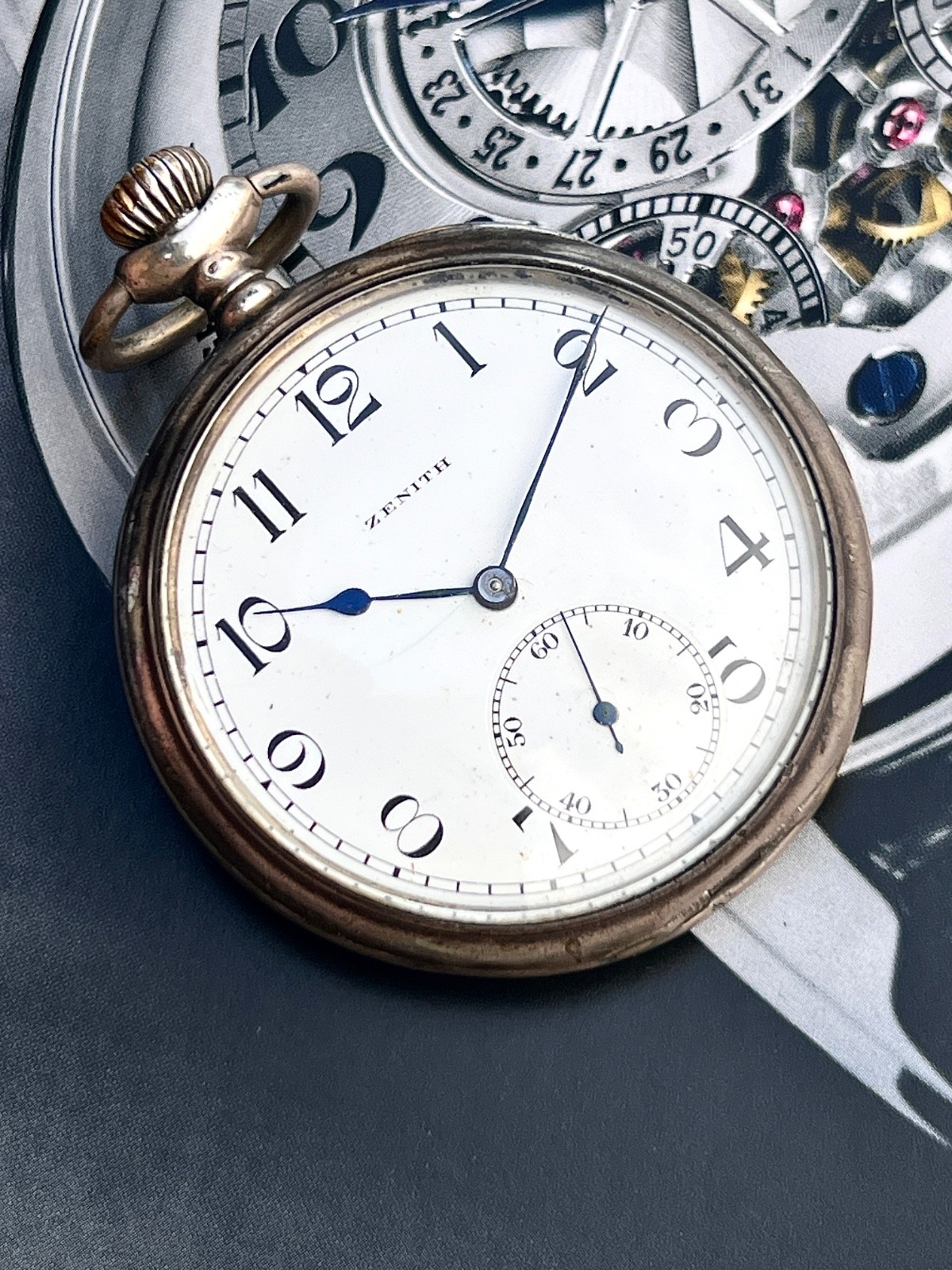 RARE Antique 1920s ZENITH Pocket Watch .800 Silver Grand Prix Paris 1900 Working