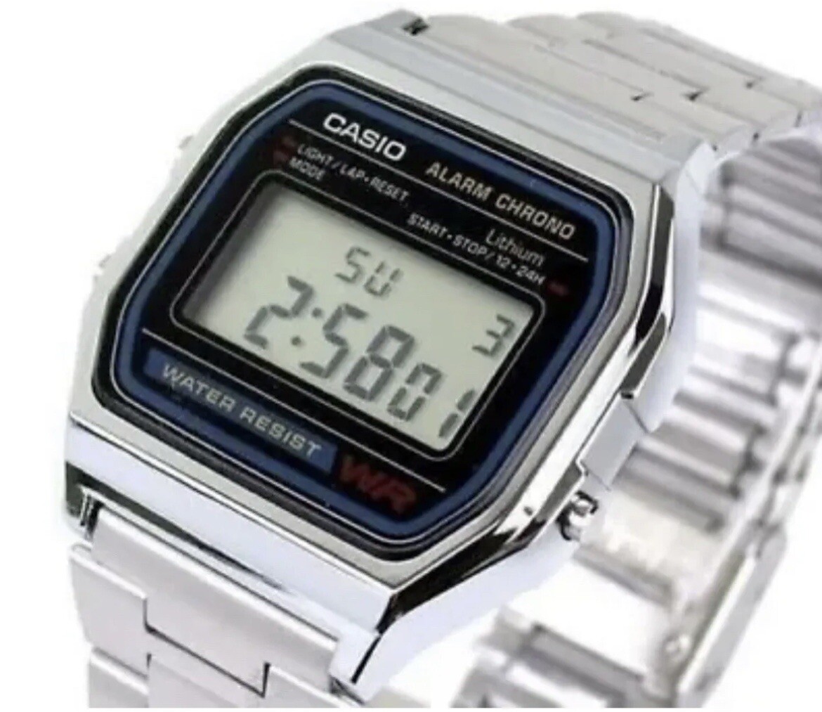 CASIO Men’s Watch A-158W Digital Silver Alarm Micro Light – NEW – Warranty