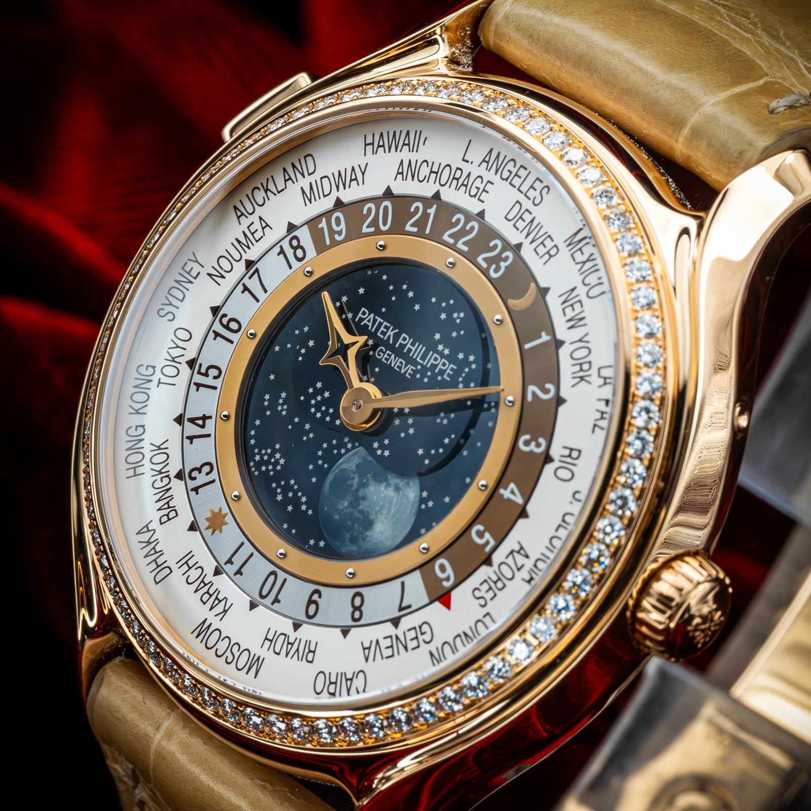 Patek Philippe World Time 175th Anniversary 7175R-001 Rose Gold Diamond Bezel
