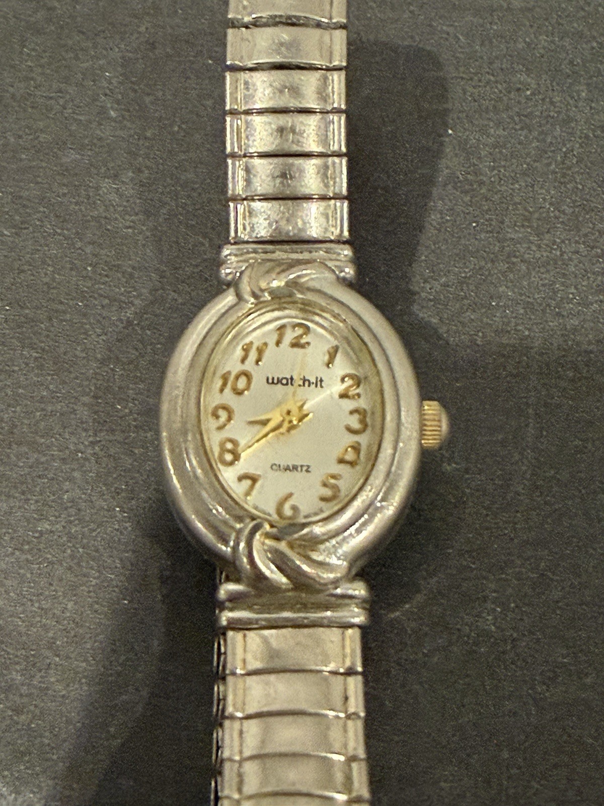 Watch It Watch Women Silver Tone Metal Band Elastic