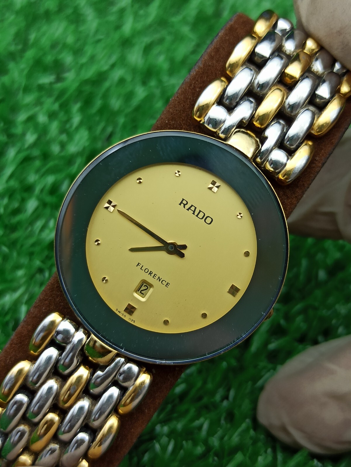 Iconic Model Rado Florence Classic Watch & Half-Gold Swiss Movement 80s Quartz